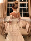 Tulle Princess Scoop Neck Sweep Train Appliques Lace Wedding Dresses #DOB00023654