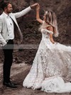 Tulle Princess Off-the-shoulder Sweep Train Appliques Lace Wedding Dresses #DOB00023656