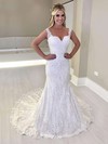 Lace Trumpet/Mermaid Sweetheart Sweep Train Appliques Lace Wedding Dresses #DOB00023659