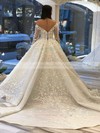Satin Ball Gown Off-the-shoulder Court Train Flower(s) Wedding Dresses #DOB00023661