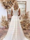 Satin A-line Square Neckline Sweep Train Wedding Dresses #DOB00023662