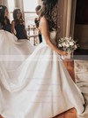 Satin Ball Gown Sweetheart Court Train Sashes / Ribbons Wedding Dresses #DOB00023672