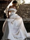 Satin Ball Gown Off-the-shoulder Court Train Pockets Wedding Dresses #DOB00023676