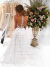 Tulle Princess Scoop Neck Sweep Train Beading Wedding Dresses #DOB00023688