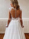 Chiffon A-line V-neck Court Train Appliques Lace Wedding Dresses #DOB00023691