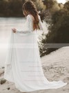 Chiffon A-line V-neck Sweep Train Lace Wedding Dresses #DOB00023692