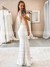 Stretch Crepe Sheath/Column V-neck Floor-length Wedding Dresses #DOB00023706