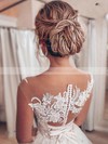 Tulle Princess Scoop Neck Sweep Train Appliques Lace Wedding Dresses #DOB00023709