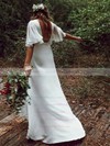 Stretch Crepe A-line V-neck Floor-length Wedding Dresses #DOB00023710