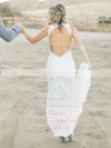 Lace Trumpet/Mermaid High Neck Court Train Split Front Wedding Dresses #DOB00023711