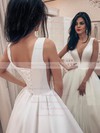 Satin Princess V-neck Sweep Train Wedding Dresses #DOB00023713