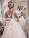 Tulle Ball Gown Scoop Neck Sweep Train Appliques Lace Wedding Dresses #DOB00023714