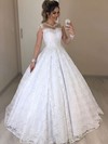 Lace Ball Gown Scoop Neck Floor-length Beading Wedding Dresses #DOB00023721