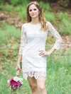 Lace Sheath/Column Scoop Neck Short/Mini Wedding Dresses #DOB00023724