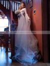 Lace Trumpet/Mermaid V-neck Sweep Train Wedding Dresses #DOB00023729