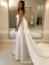 Satin A-line Strapless Court Train Wedding Dresses #DOB00023734