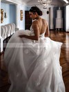 Tulle Princess V-neck Sweep Train Appliques Lace Wedding Dresses #DOB00023748