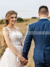 Tulle Princess Scoop Neck Sweep Train Appliques Lace Wedding Dresses #DOB00023750