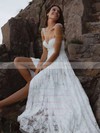 Lace A-line Sweetheart Sweep Train Split Front Wedding Dresses #DOB00023752