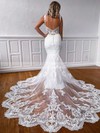 Tulle Trumpet/Mermaid V-neck Court Train Appliques Lace Wedding Dresses #DOB00023760