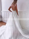 Tulle Ball Gown V-neck Court Train Appliques Lace Wedding Dresses #DOB00023778