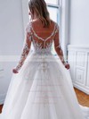 Tulle Ball Gown Scoop Neck Sweep Train Appliques Lace Wedding Dresses #DOB00023791