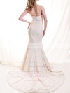 Sweetheart Trumpet/Mermaid Court Train Lace Satin Draped Wedding Dresses #DOB00020513