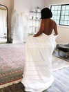 Satin A-line V-neck Sweep Train Pockets Wedding Dresses #DOB00023801