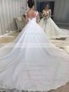 Tulle Ball Gown Scoop Neck Chapel Train Beading Wedding Dresses #DOB00023803