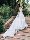 Glitter Ball Gown V-neck Court Train Beading Wedding Dresses #DOB00023806