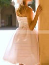 Spaghetti Straps A-line Knee-length Satin Lace Wedding Dresses #DOB00020514