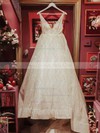 Glitter Ball Gown V-neck Court Train Wedding Dresses #DOB00023809