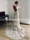Lace Trumpet/Mermaid High Neck Court Train Wedding Dresses #DOB00023826