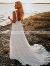 Lace A-line V-neck Sweep Train Wedding Dresses #DOB00023832