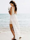 Tulle A-line V-neck Floor-length Split Front Wedding Dresses #DOB00023837
