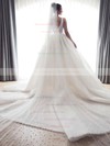 Tulle Ball Gown V-neck Chapel Train Pearl Detailing Wedding Dresses #DOB00023841
