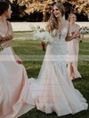 Tulle Trumpet/Mermaid Scoop Neck Court Train Pearl Detailing Wedding Dresses #DOB00023844