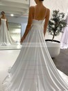 Silk-like Satin A-line Square Neckline Court Train Pockets Wedding Dresses #DOB00023846