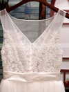 Bateau A-line Floor-length Tulle Satin Appliques Wedding Dresses #DOB00020518