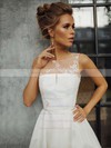 Tulle A-line Scoop Neck Tea-length Appliques Lace Wedding Dresses #DOB00023851