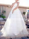Sweetheart A-line Sweep Train Tulle Satin Ruffles Wedding Dresses #DOB00020519