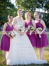 Chiffon A-line V-neck Knee-length Ruffles Bridesmaid Dresses #DOB01013760