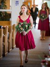 Chiffon A-line V-neck Knee-length Ruffles Bridesmaid Dresses #DOB01013780