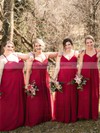 Chiffon A-line V-neck Floor-length Appliques Lace Bridesmaid Dresses #DOB01013797