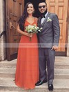 Chiffon A-line V-neck Floor-length Bridesmaid Dresses #DOB01013807
