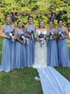 Silk-like Satin A-line Halter Floor-length Ruffles Bridesmaid Dresses #DOB01013828