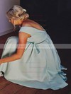 Silk-like Satin A-line V-neck Tea-length Bridesmaid Dresses #DOB01013845