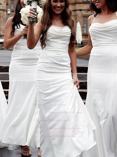 Silk-like Satin Sheath/Column Cowl Neck Floor-length Bridesmaid Dresses #DOB01013848