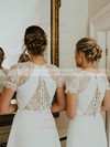 Silk-like Satin A-line Scoop Neck Asymmetrical Appliques Lace Bridesmaid Dresses #DOB01013859