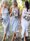 Chiffon A-line Scoop Neck Tea-length Bridesmaid Dresses #DOB01013864